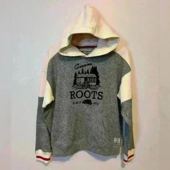 🆕 NWT! ROOTS Cabin Kanga Hoodie | Gray Oat Pepper | Size 2XL Girl’s/Youth - Picture 4 of 11